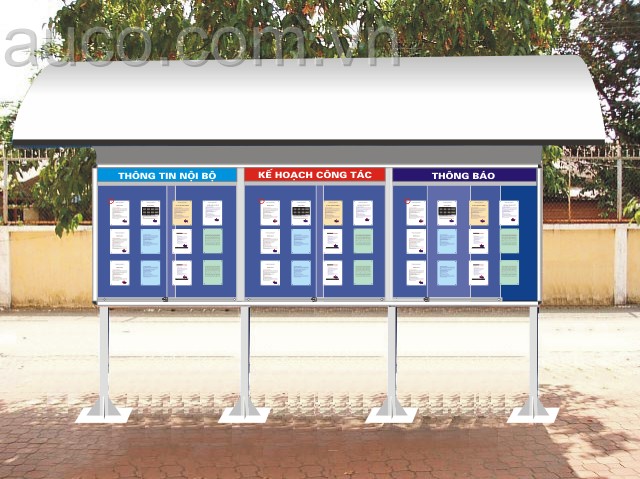 BGM-1612 bảng ghim khung nhôm kính có mái che.